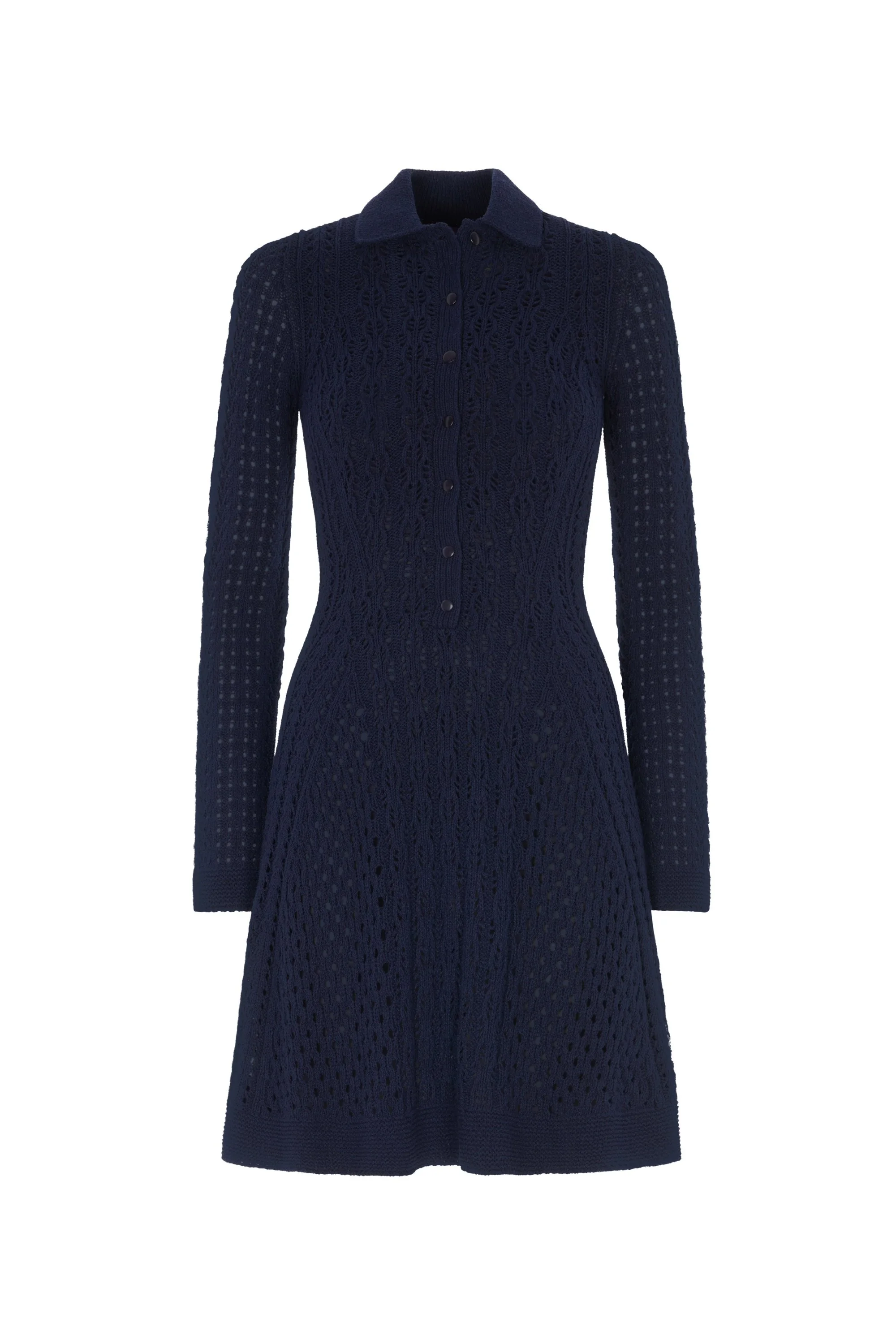 Spring summer 2023 - Silk Boucle open stitch long sleeve polo dress