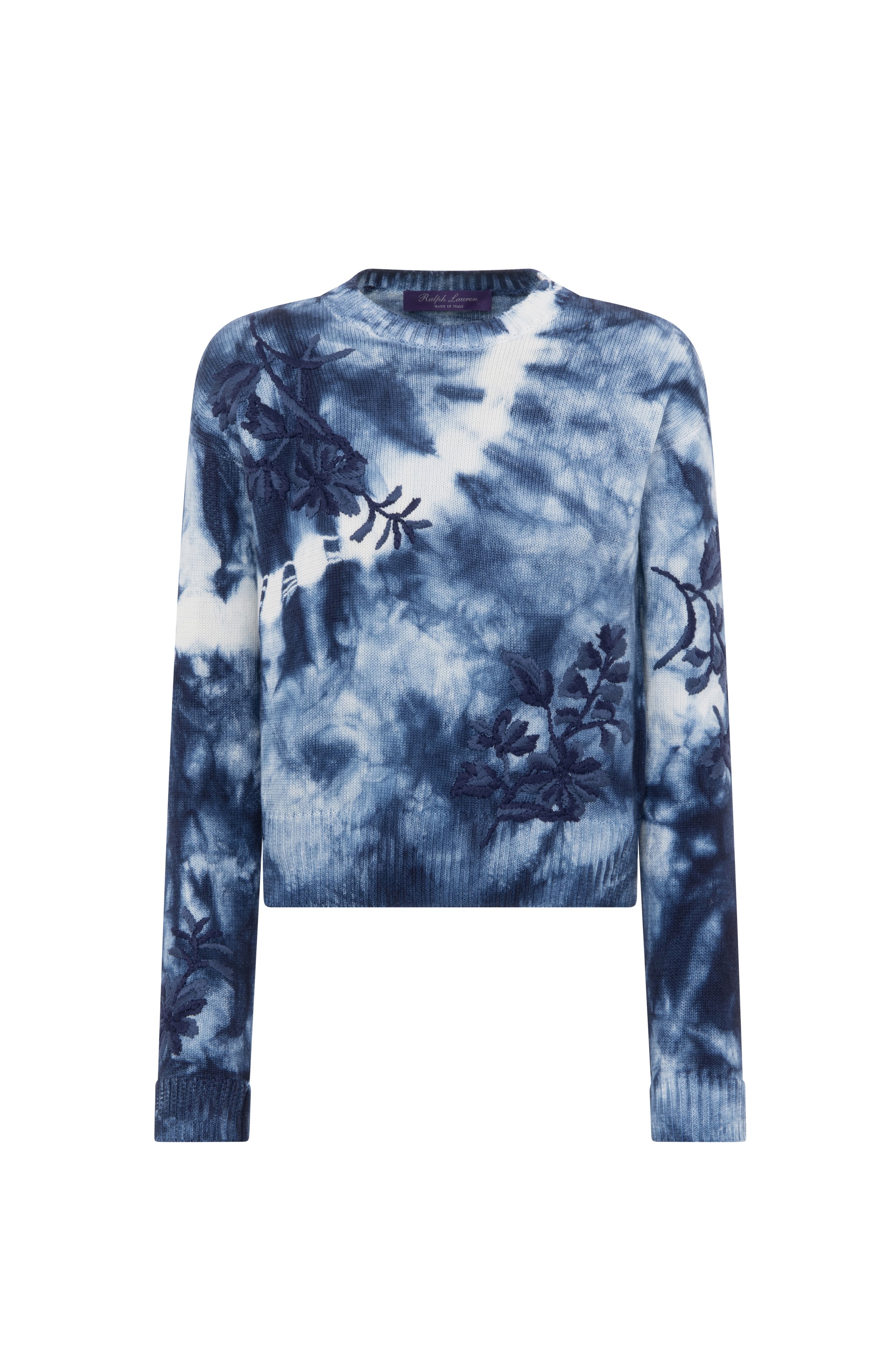 Spring summer 2023 - floral embroidery with print base crewneck pullover in cotton