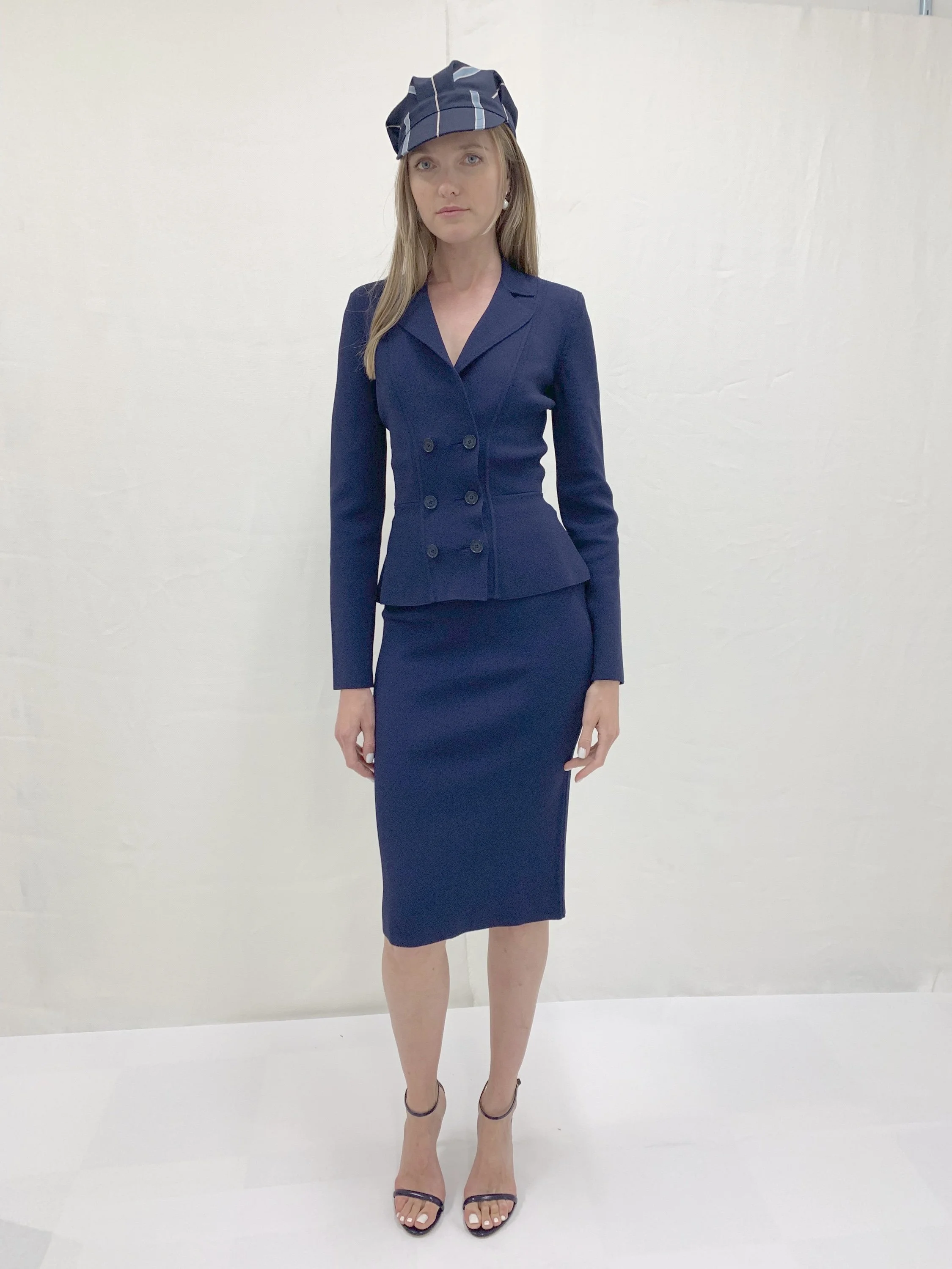 Spring summer 2023 - compact double breast peplum sport coat in matte viscose