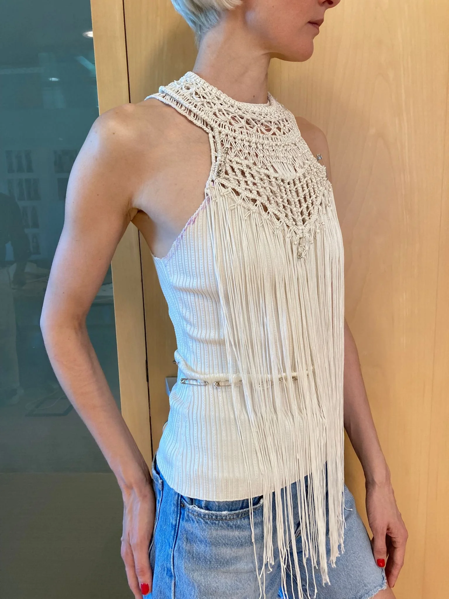 Spring Summer 2023 - Macramés Embellished Fringe tank top proto development