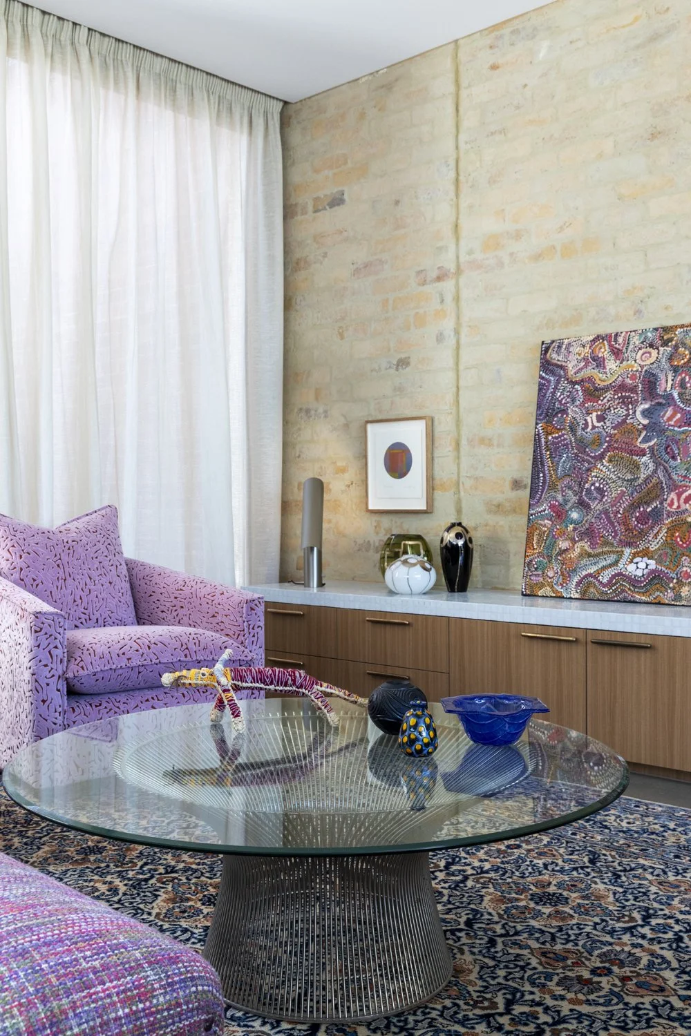 Clifton Hill family lounge with pink armchairs