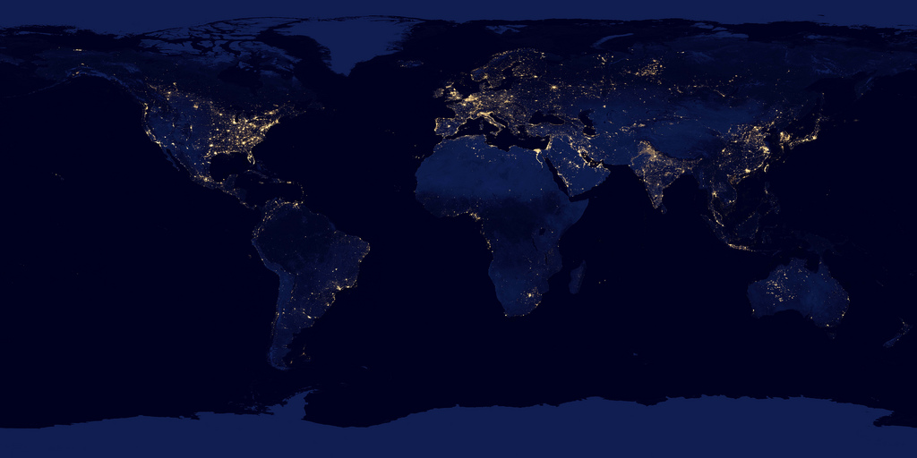 Night lights as seen from space (NASA).