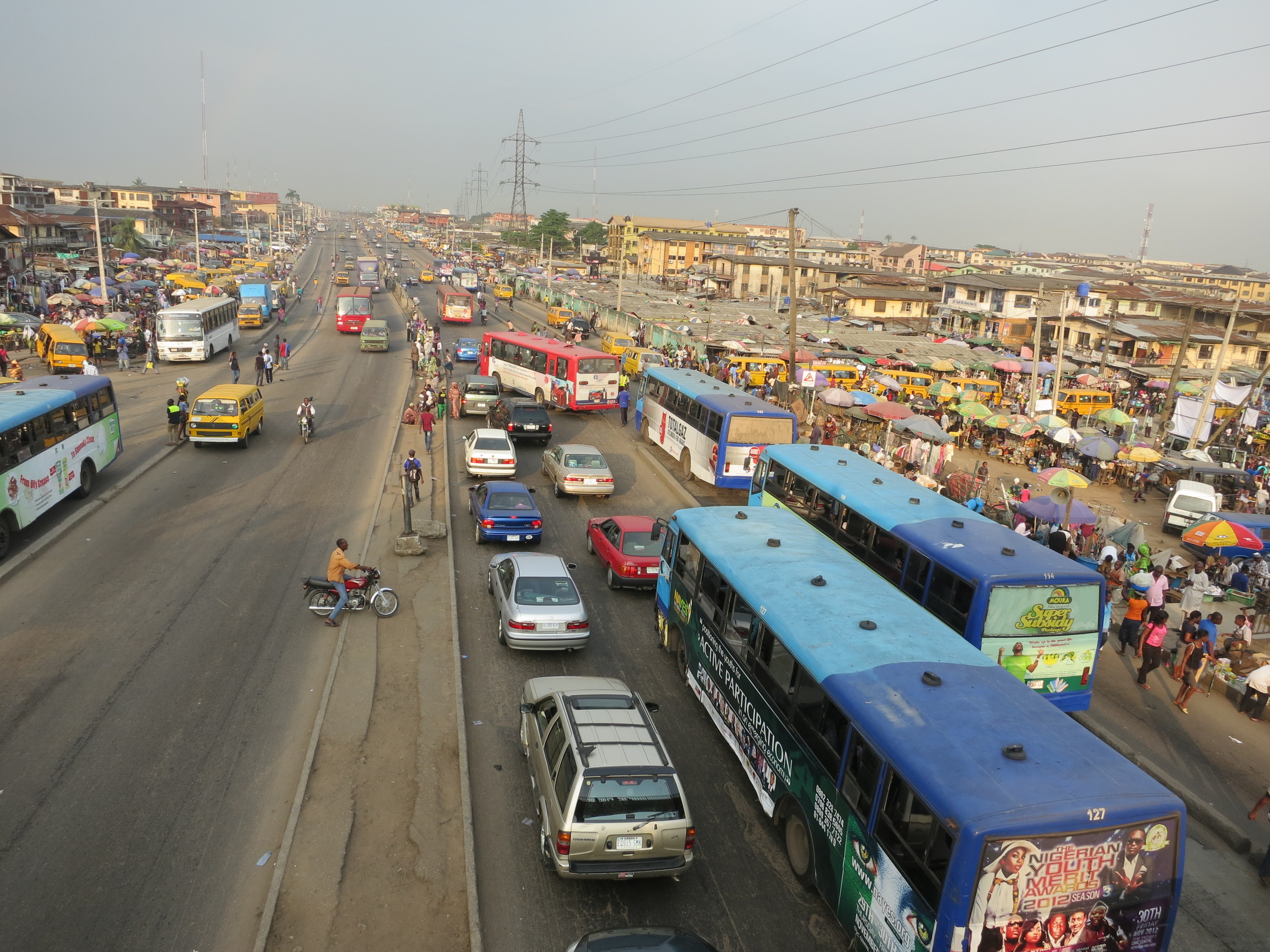 Mega-cities abound in Nigeria, where inadequate urban planning results in massive transportation shortages and traffic jams.