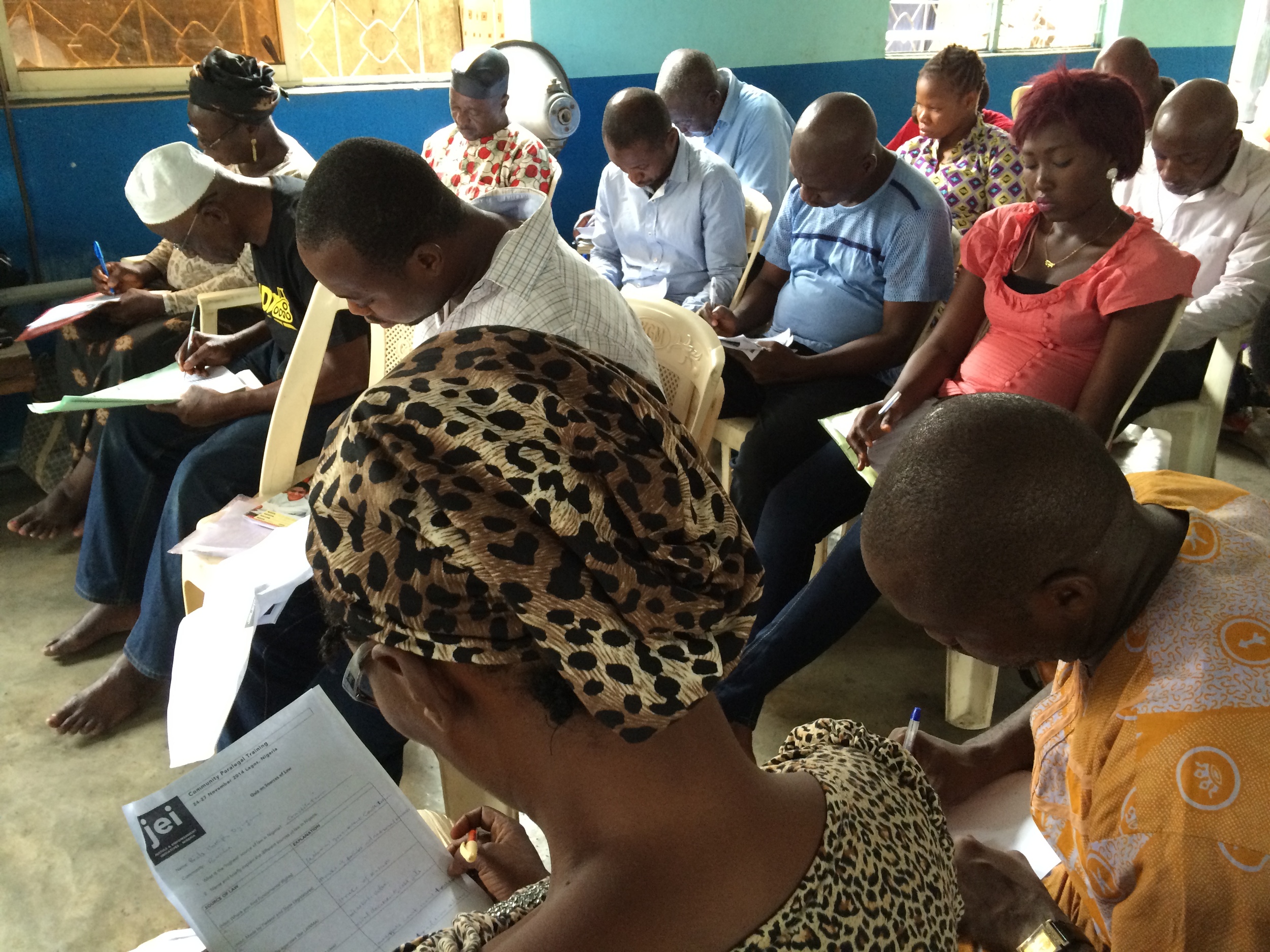  JEI's first class of community paralegals in Lagos write exam on sources of law 