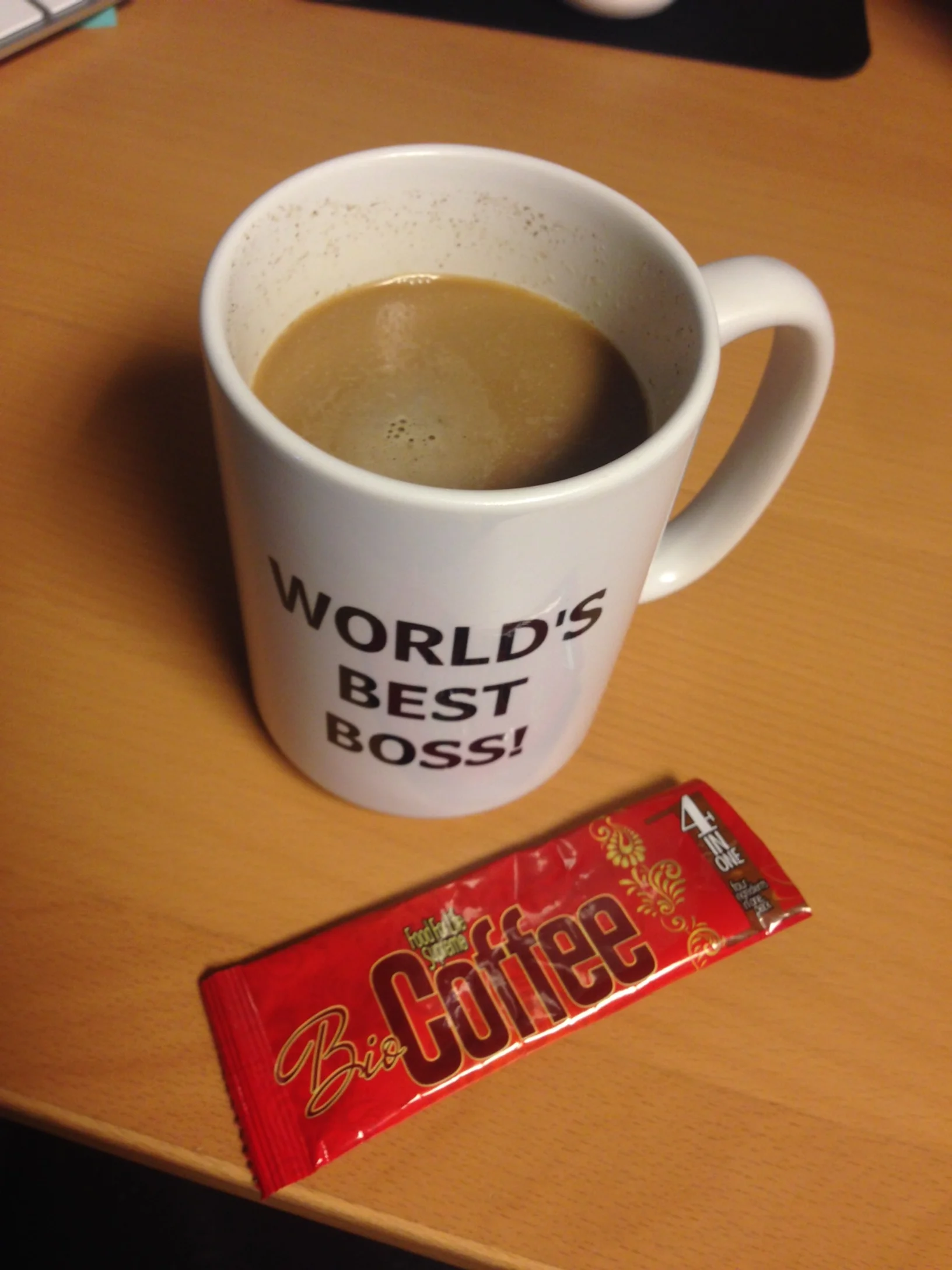 Side Note: I'm nobody's boss but my own. I just used this mug from my employer's break room.