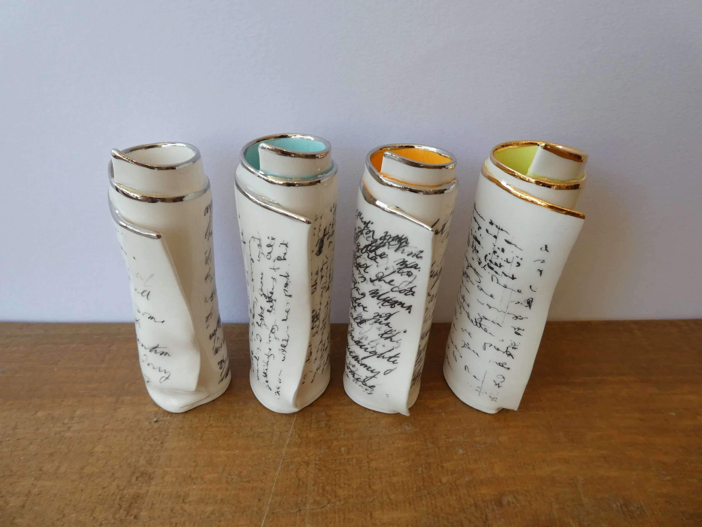 Diane Griffin - Small  Script Scroll Vases