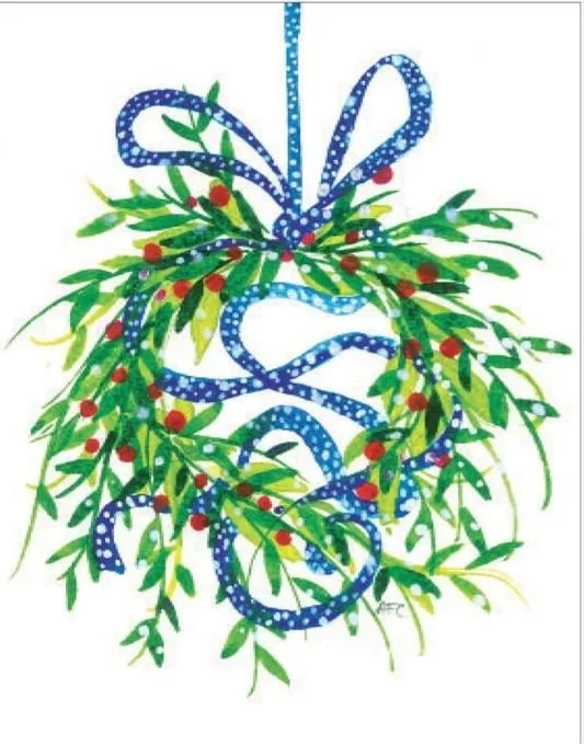 Amanda Florence Charles - Blue Ribbon Christmas Wreath
