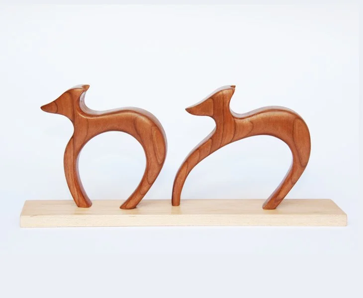 Derek Smith - Happy Hounds in Cherry Wood