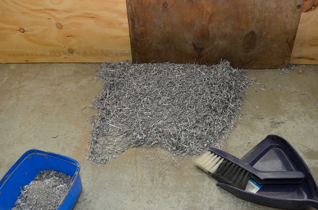 Lead shavings from the plane, these are used to pack around the ballast later, and any leftovers are melted down into a new bar.