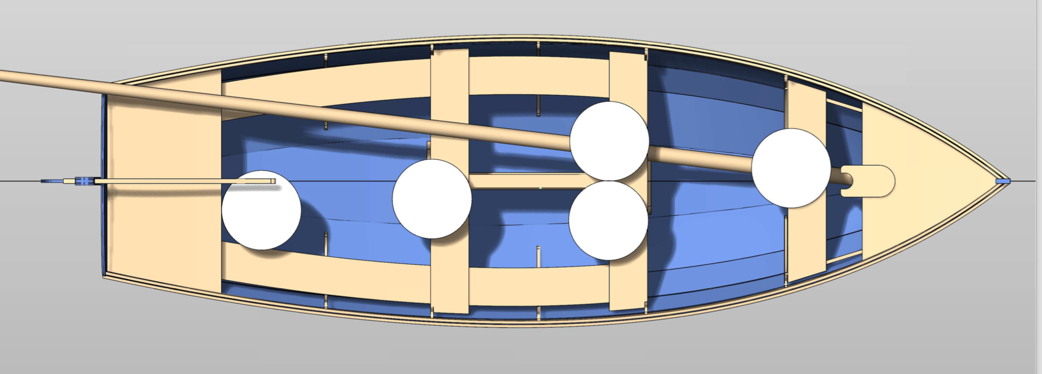 Mast stowage and rowing positions