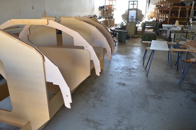 Frames fitted to building moulds.