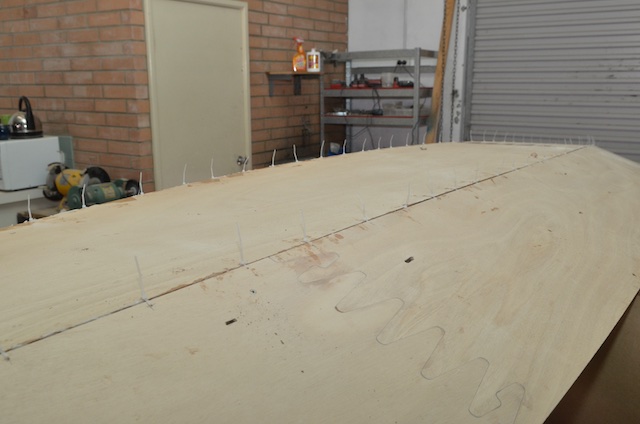 Stitching garboards.