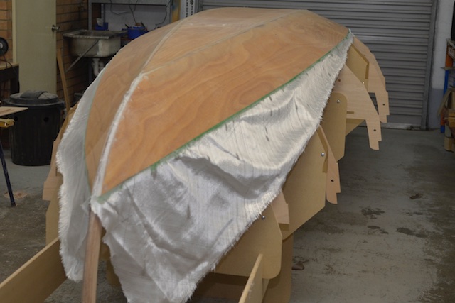 After the bottom is stitched together, the joints are taped with double bias tape and then the bottoms sheathed with double bias cloth.