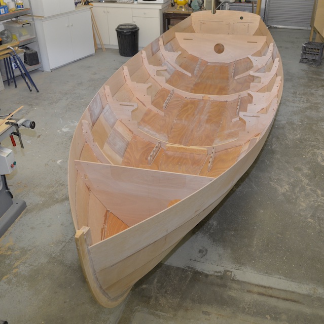 Hull just after turning over, light enough for myself and adult son to lift and turn by hand.