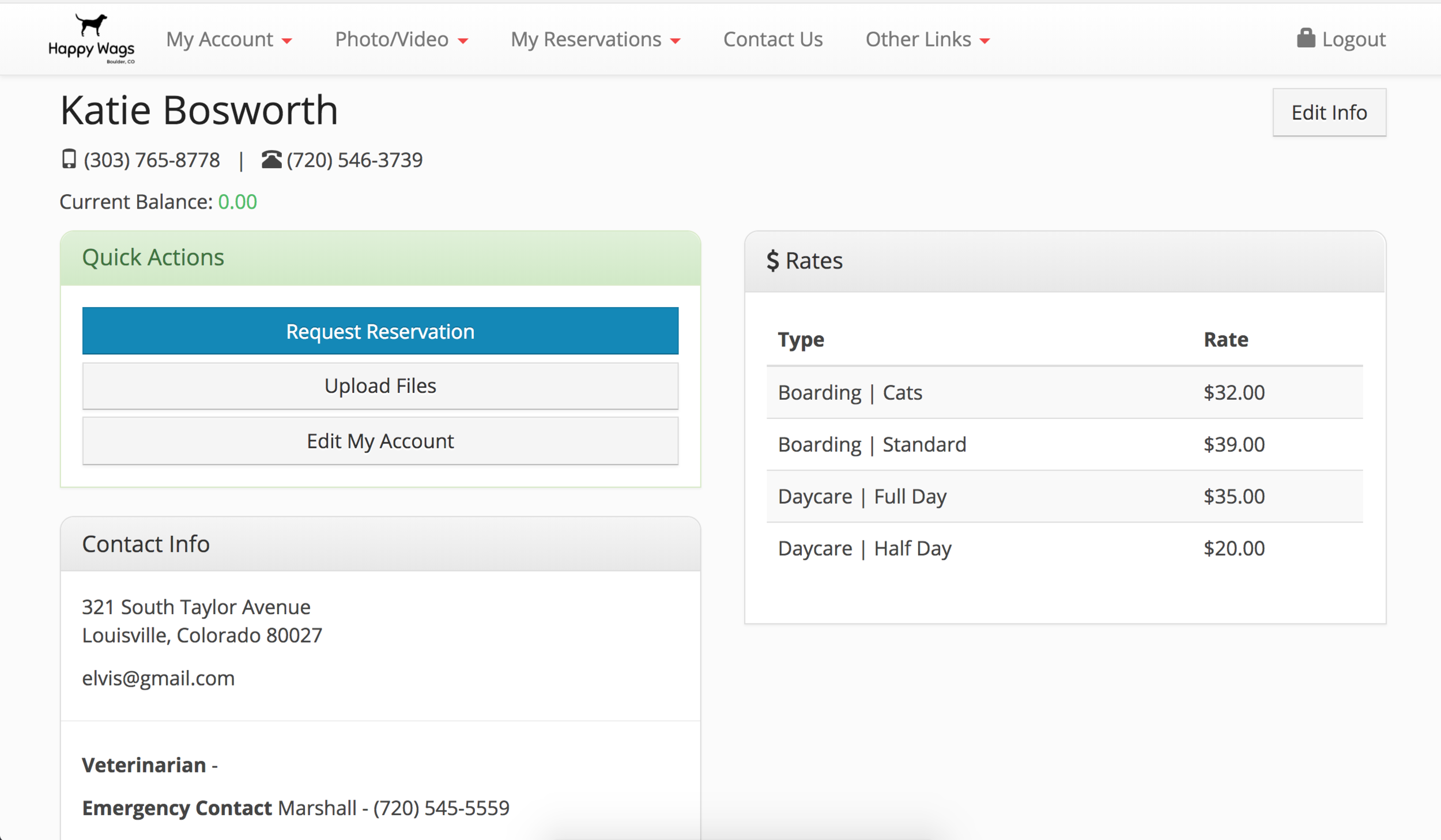 The customer portal enables your customers to self-register, update pet information and make reservation-requests.