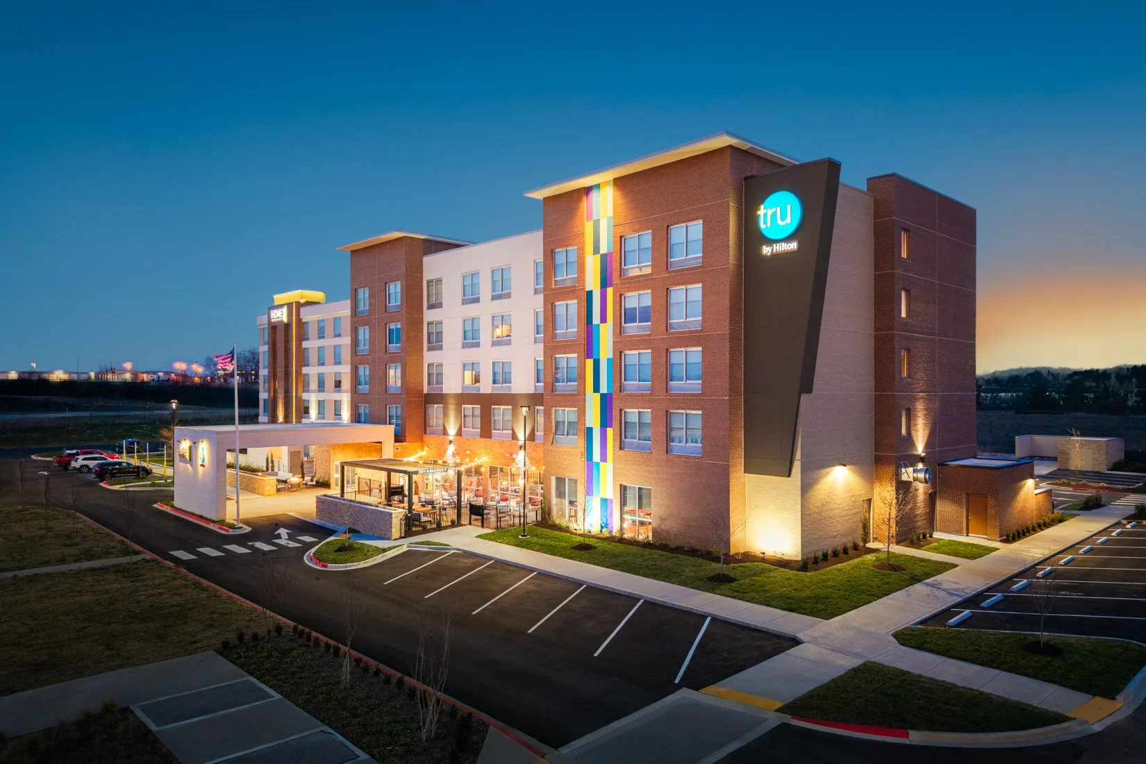  Original Filename: BNALIHT_Home2_exteriornight_4902.jpg File Name: exterior_night Caption: Hotel exterior night Marketing Caption: Evening exterior view of Home2 Suites by Hilton Spring Hill TN illuminated at night. Alternate Tag: Hotel exterior at 