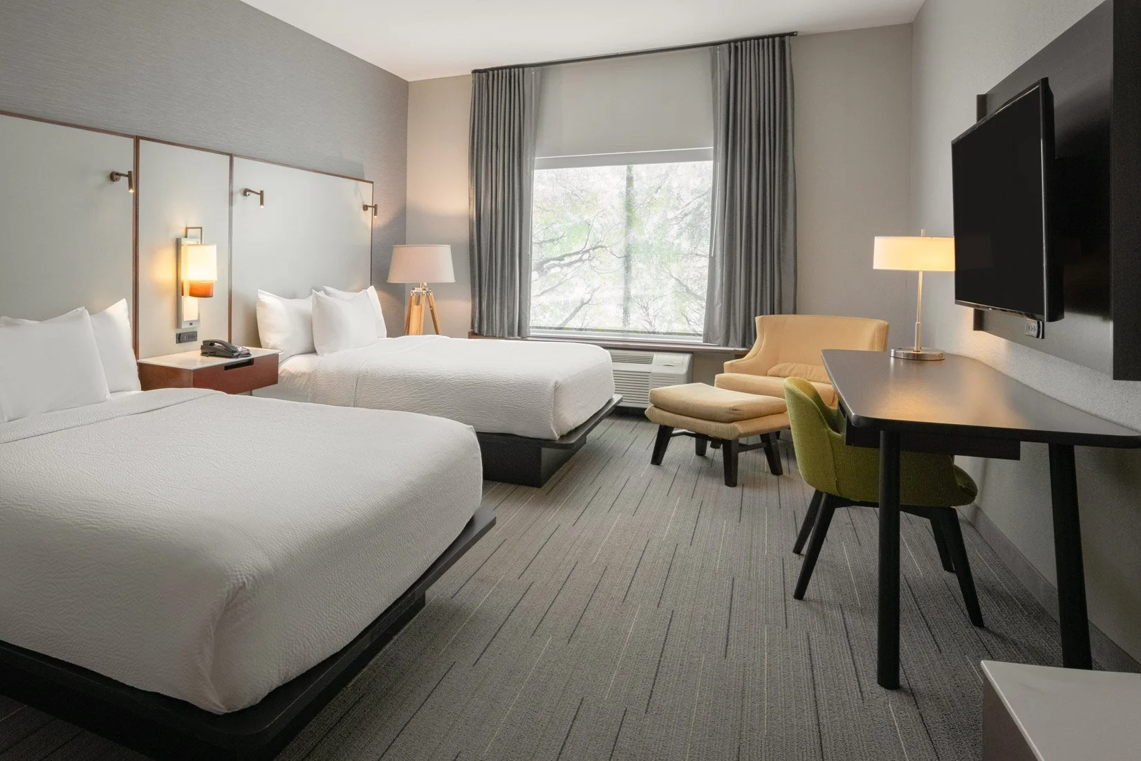  Original Filename: 1707_GTLFG_Fairfield_qqueenstudiobeds.jpg File Name: GTLFG-Two-Queen-Studio.jpg Caption: Two queen studio guest room Marketing Caption: Two queen studio guest room at Fairfield Inn &amp; Suites Gatlinburg Downtown ideal for famili