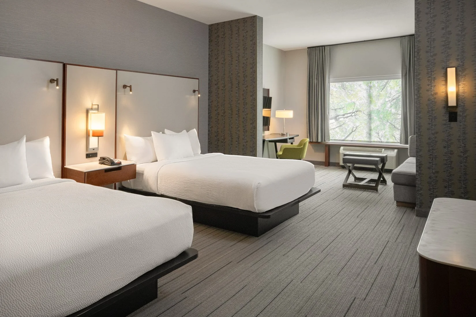  Original Filename: 1709_GTLFG_Fairfield_qqueensuitebeds.jpg File Name: GTLFG-Two-Queen-Suite-Beds.jpg Caption: Two queen suite bedroom Marketing Caption: Two queen suite bedroom at Fairfield Inn &amp; Suites Gatlinburg Downtown providing additional 