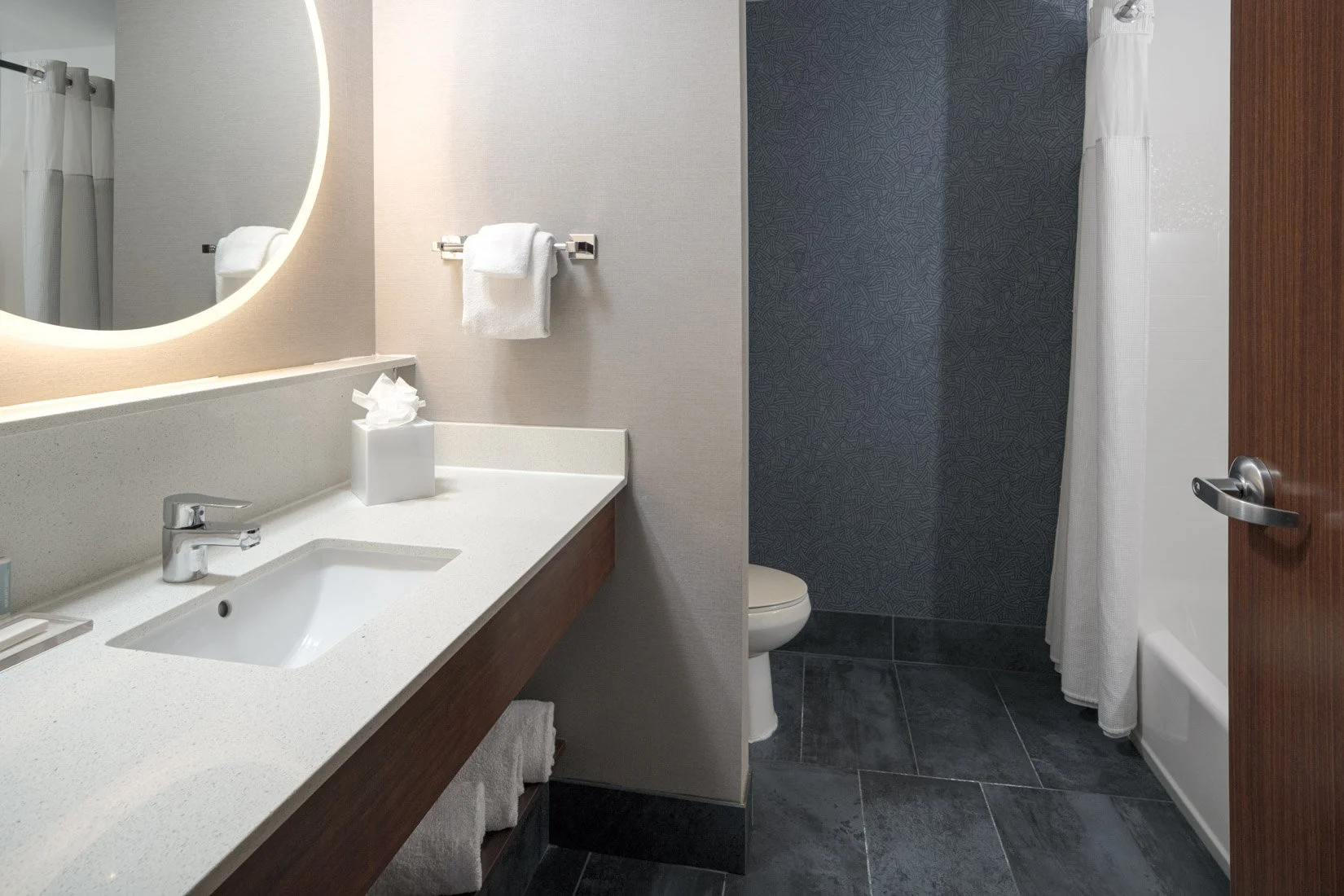  Original Filename: 1715_GTLFG_Fairfield_roomshowertub.jpg File Name: GTLFG-Guest-Bathroom-Tub.jpg Caption: Guest bathroom with shower and tub Marketing Caption: Guest bathroom featuring shower and bathtub combination at Fairfield Inn &amp; Suites Ga