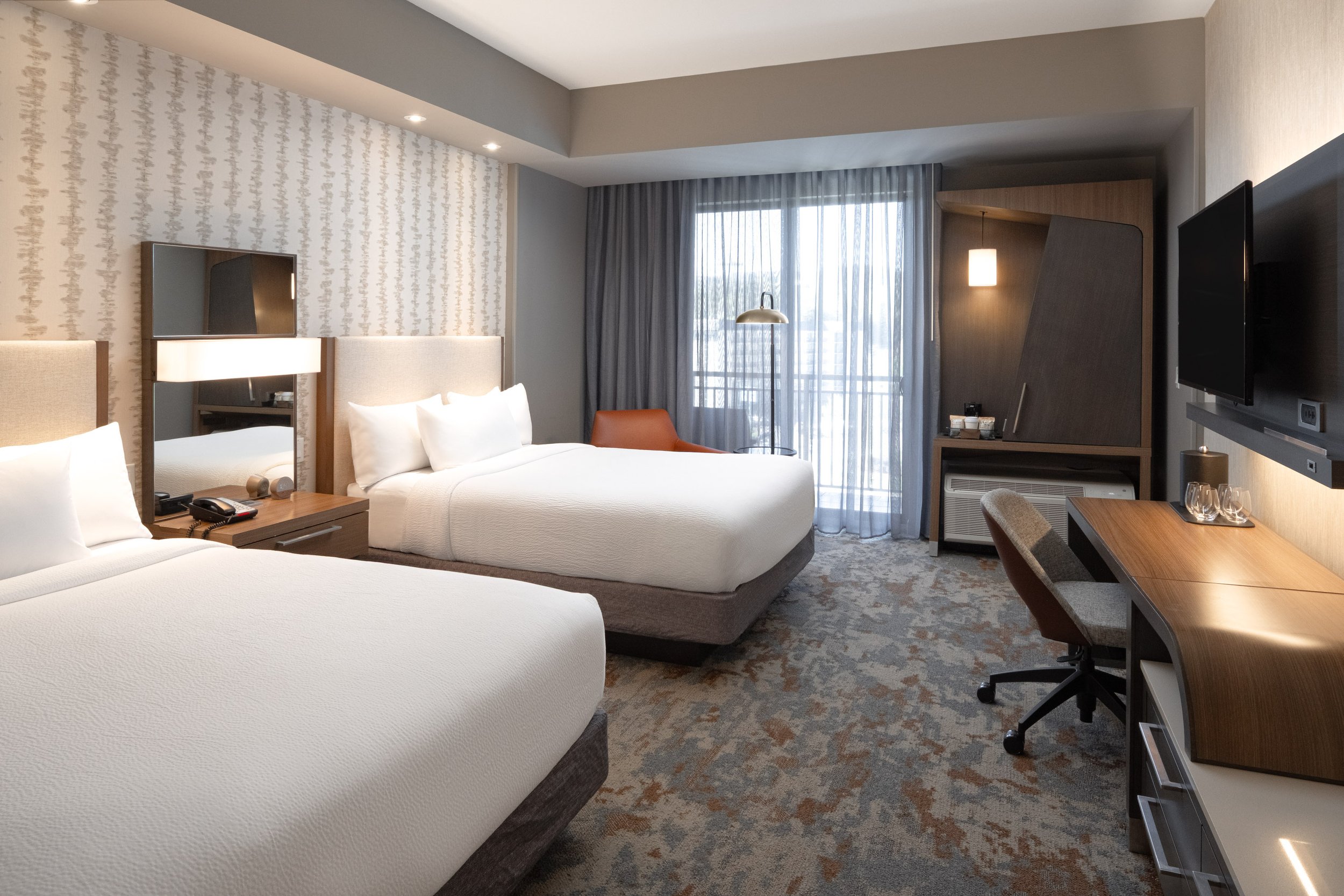  ORIGINAL FILENAME:  4929_TYSCP_Courtyard_qnqn_window.jpg  FILE NAME:  Guest Room  PHOTO PLACEMENT TAG:  Search in DAC for: Guest Rooms  CAPTION:  Queen/Queen Guest Room  MARKETING CAPTION:  The Queen/Queen Guest Room window view features two beds, a