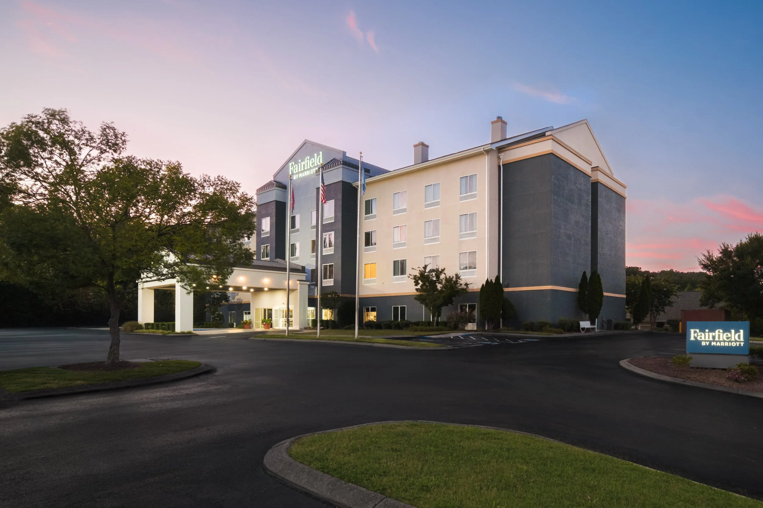  ORIGINAL FILENAME:  CHACL_1_Fairfield_exterior_dusk.jpg  FILE NAME:  Exterior  PHOTO PLACEMENT TAG:  Search in DAC for: Exterior  CAPTION:  Exterior at Dusk  MARKETING CAPTION:  A dusk view highlights the Fairfield exterior, covered entrance, illumi