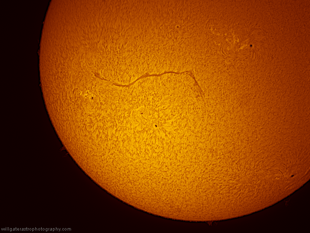 Large solar filament in hydrogen alpha, 5 August 2012