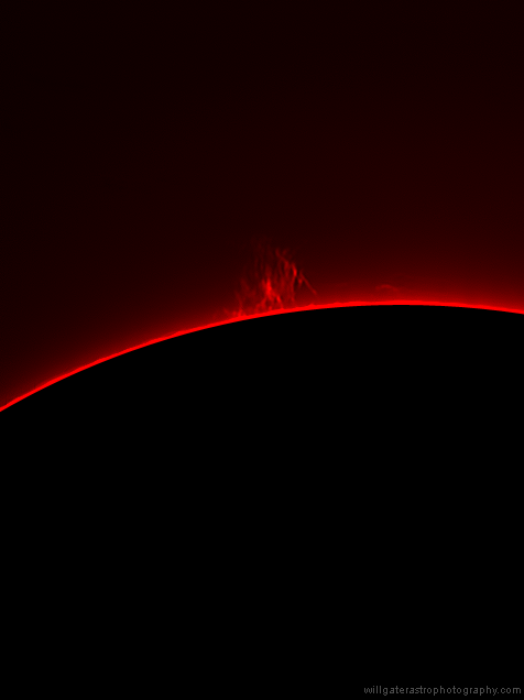 Large solar prominence in hydrogen alpha, 31 August 2013