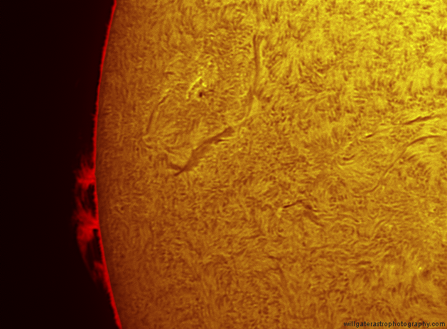 Large prominence group, filaments and plage in hydrogen alpha - 16 April 2014