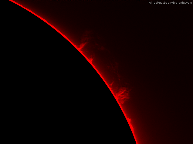 Prominences in hydrogen alpha, 26 May 2013