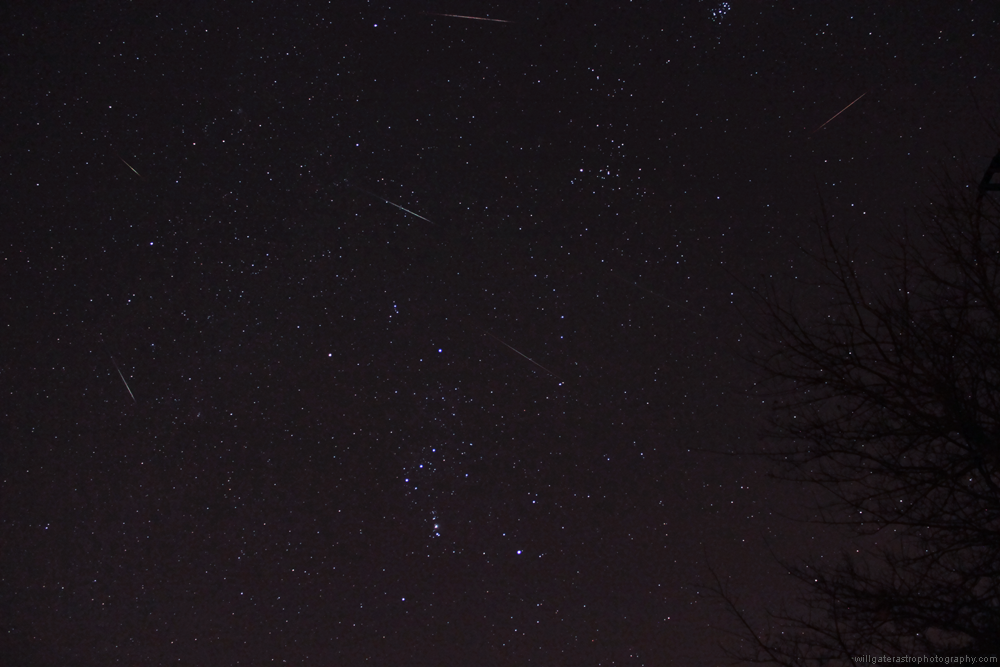 Geminid meteor shower composite 2014 with sporadics
