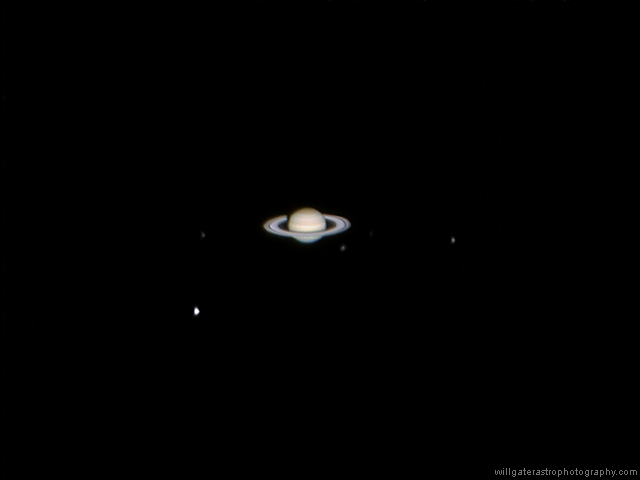 Saturn and the moons (from left) Titan, Dione, Tethys, Enceladus & Rhea - 8 April 2007