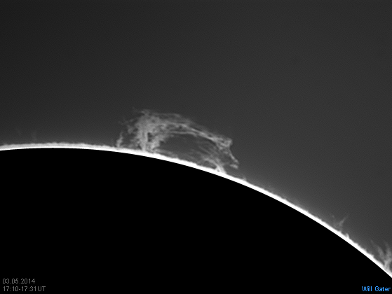 Animation of prominence motion over roughly 20 minutes - 3 May 2014