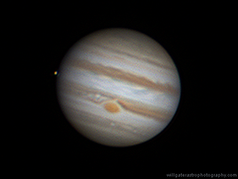 Jupiter with Europa beginning to transit and the Great Red Spot - 15 April 2015