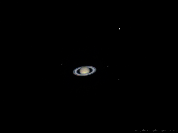 Saturn with the moons Dione, Enceladus (faint), Tethys, Rhea and Titan - 3 June 2015