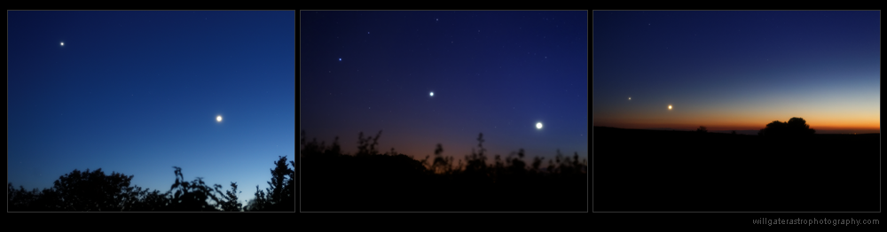 Jupiter and Venus converging in the evening sky during June 2015