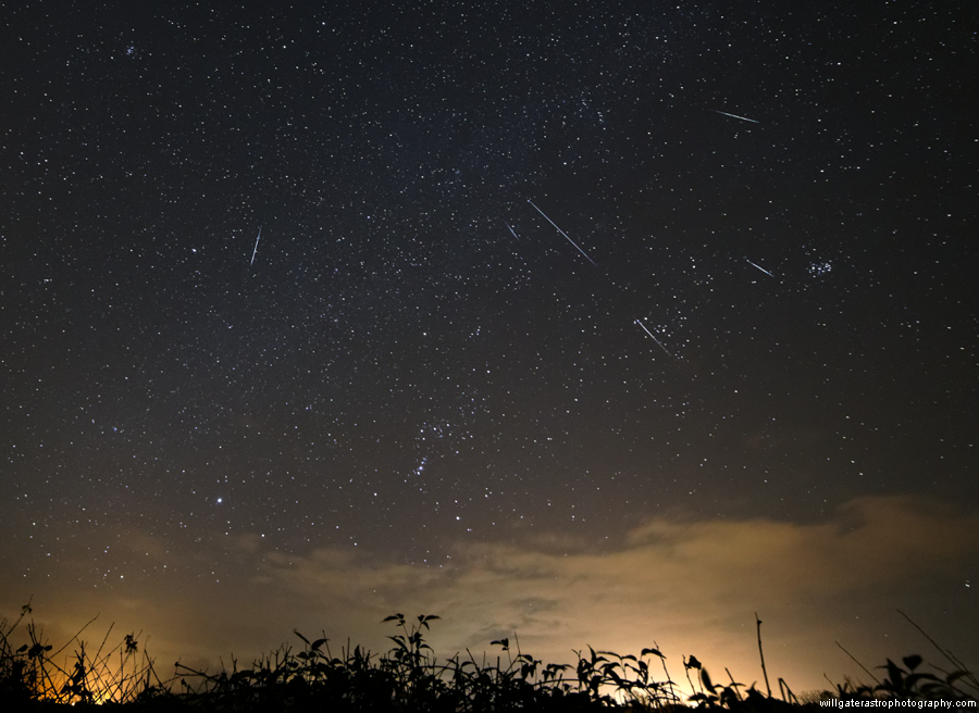 Composite image of six Geminid meteors - 15 December 2015