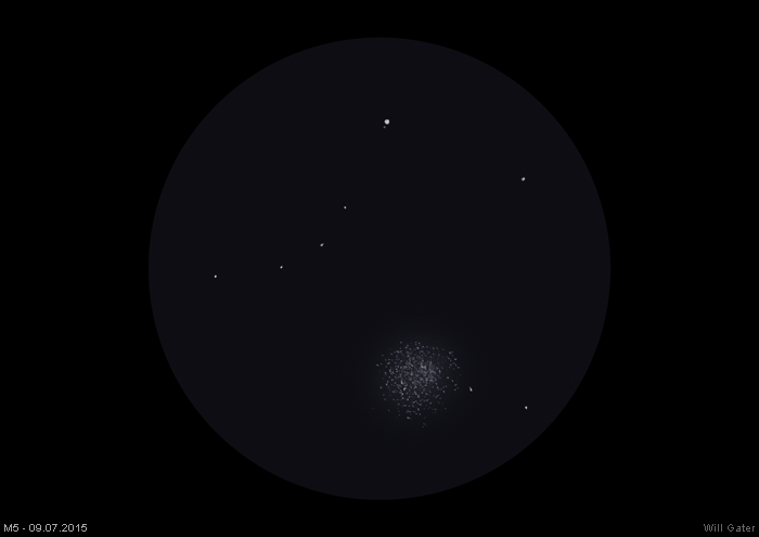 The globular cluser M5 - 9 July 2015 - Instrument used: 8-inch SCT with 26mm Plössl eyepiece