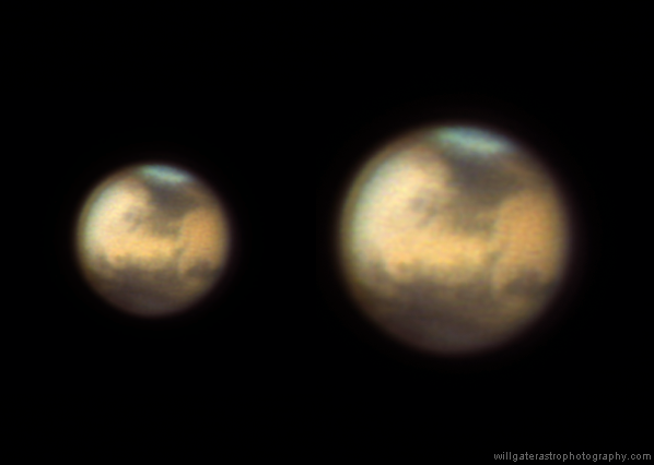 Mars showing the north polar ice cap and albedo features (including Acidalia Planitia & Mare Erythraeum) - 31 January 2010