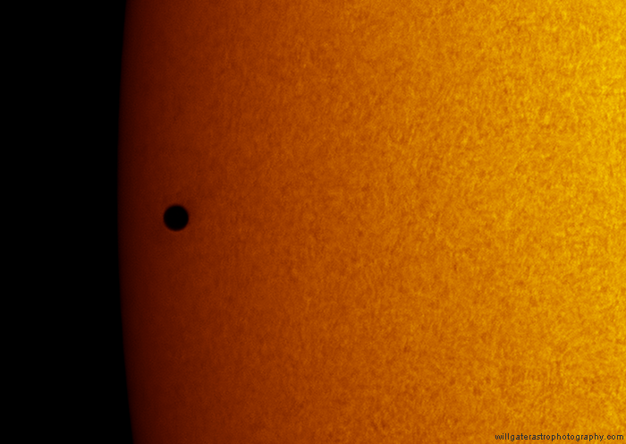 The planet Mercury silhouetted against the limb of the Sun during the May 2016 transit - 11:21UT, 9 May 2016