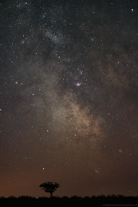 The summer Milky Way, the Lagoon Nebula and the open clusters M6, M7, M23 and M25
