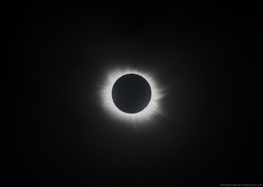 Totality during the 20 March 2015 total solar eclipse (processed to reveal structures in the solar corona)