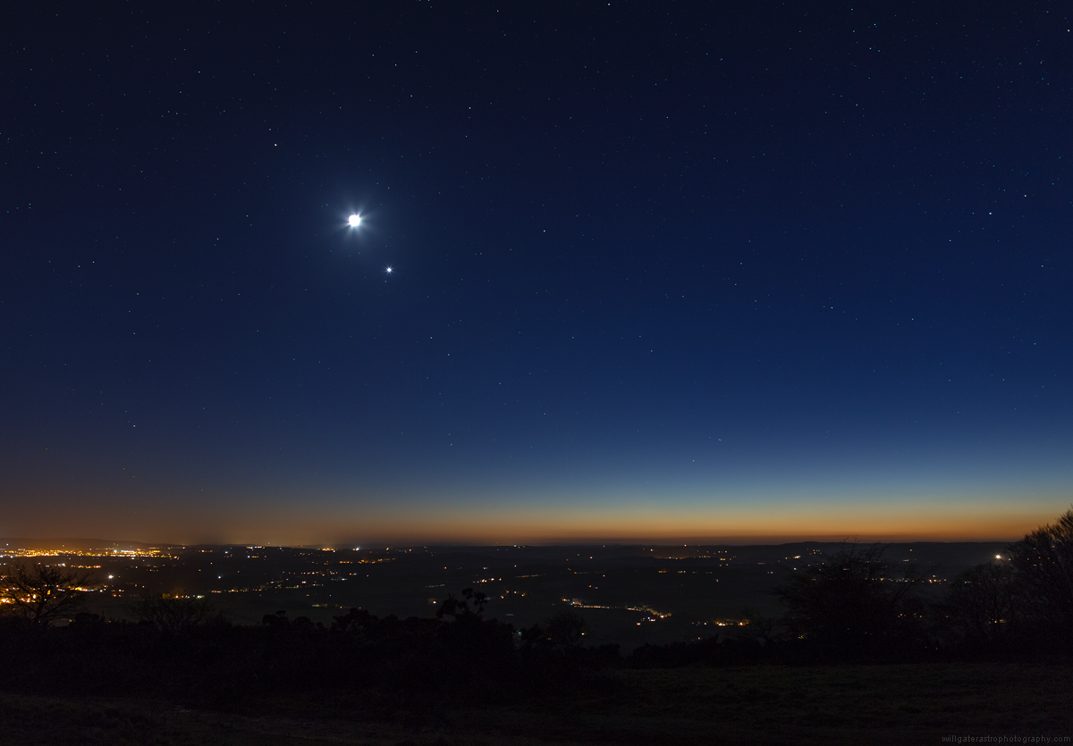 The Moon, Venus & Mars over Somerset at twilight - 2 January 2017