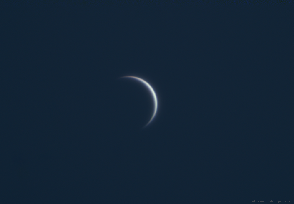 The crescent Venus - 13 March 2017, ~11:39UT. RGB image. Phase illumination is 5.9%.