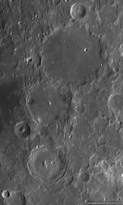 High-illumination (3-pane) mosaic of the craters Ptolemaeus, Alphonsus & Arzachel - 6 April 2017