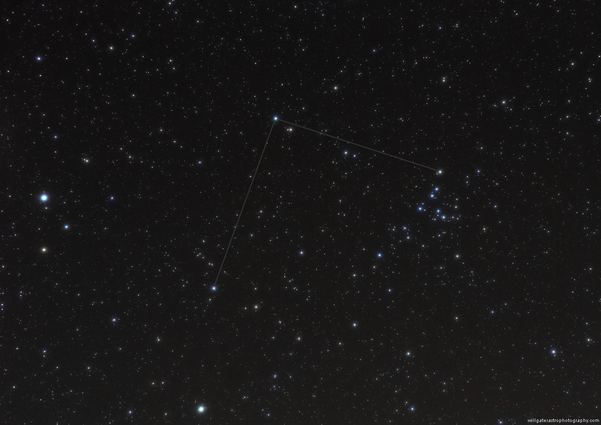The constellation of Coma Berenices and the star cluster Melotte 111 (at right)