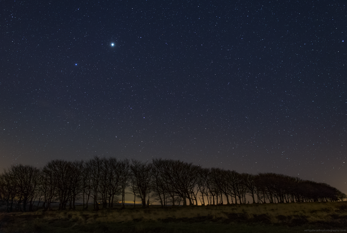 Jupiter & the bright star Spica over Exmoor International Dark Sky Reserve - 22 April 2017