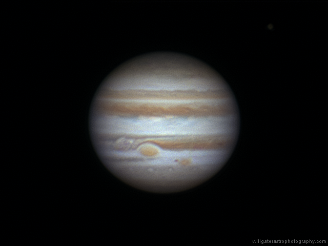 Jupiter, the Great Red Spot and Callisto, 5 December 2012
