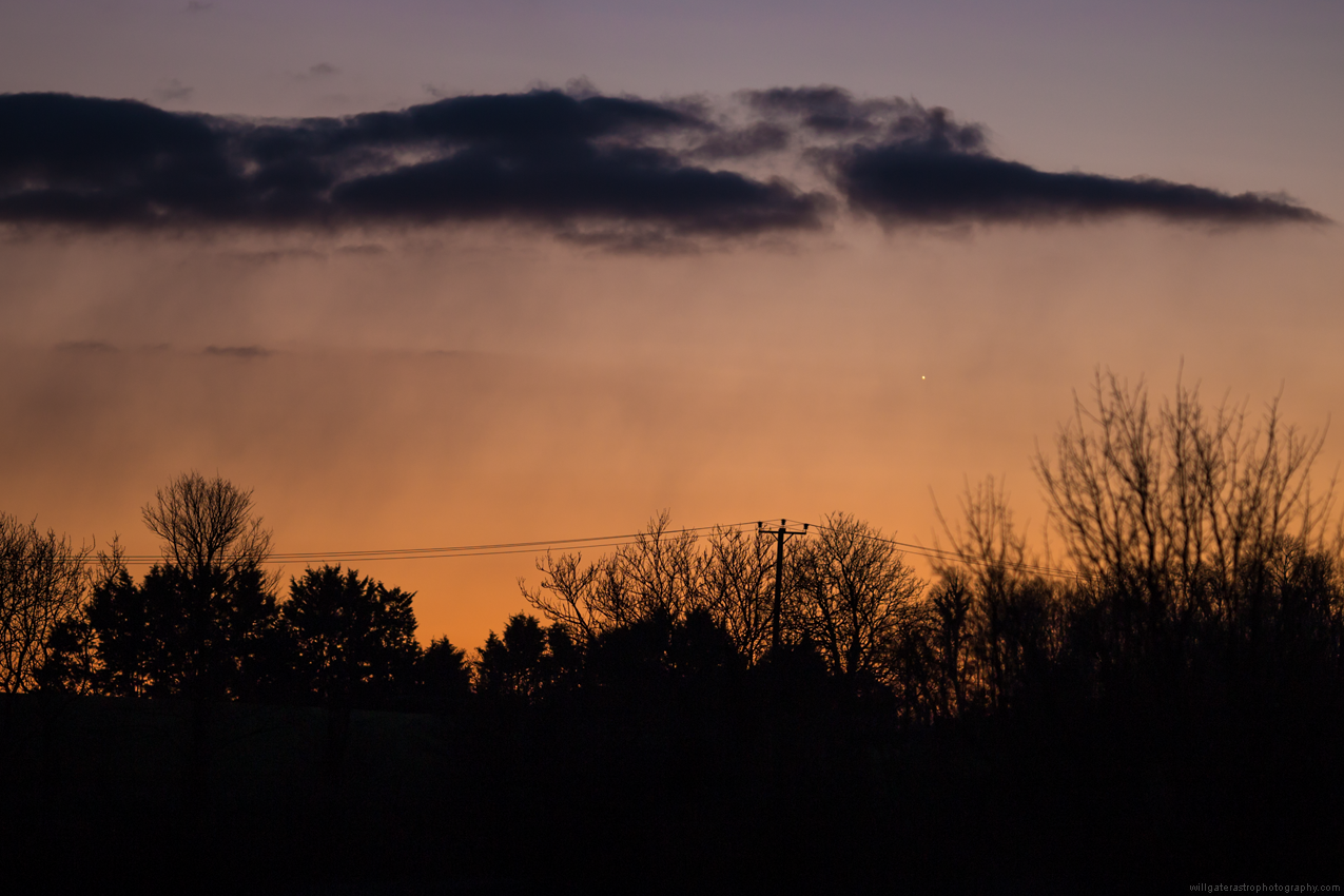 Venus at twilight through silhouetted snow showers - 26 February 2018