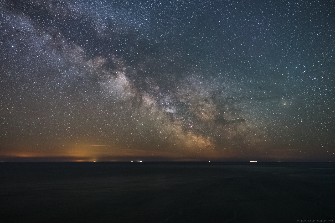 The Milky Way rising over the English Channel from the coast of South Devon