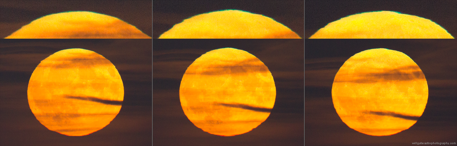 Green rim & partial 'green flash' effects on the upper limb of the rising Harvest Moon - 24 September 2018